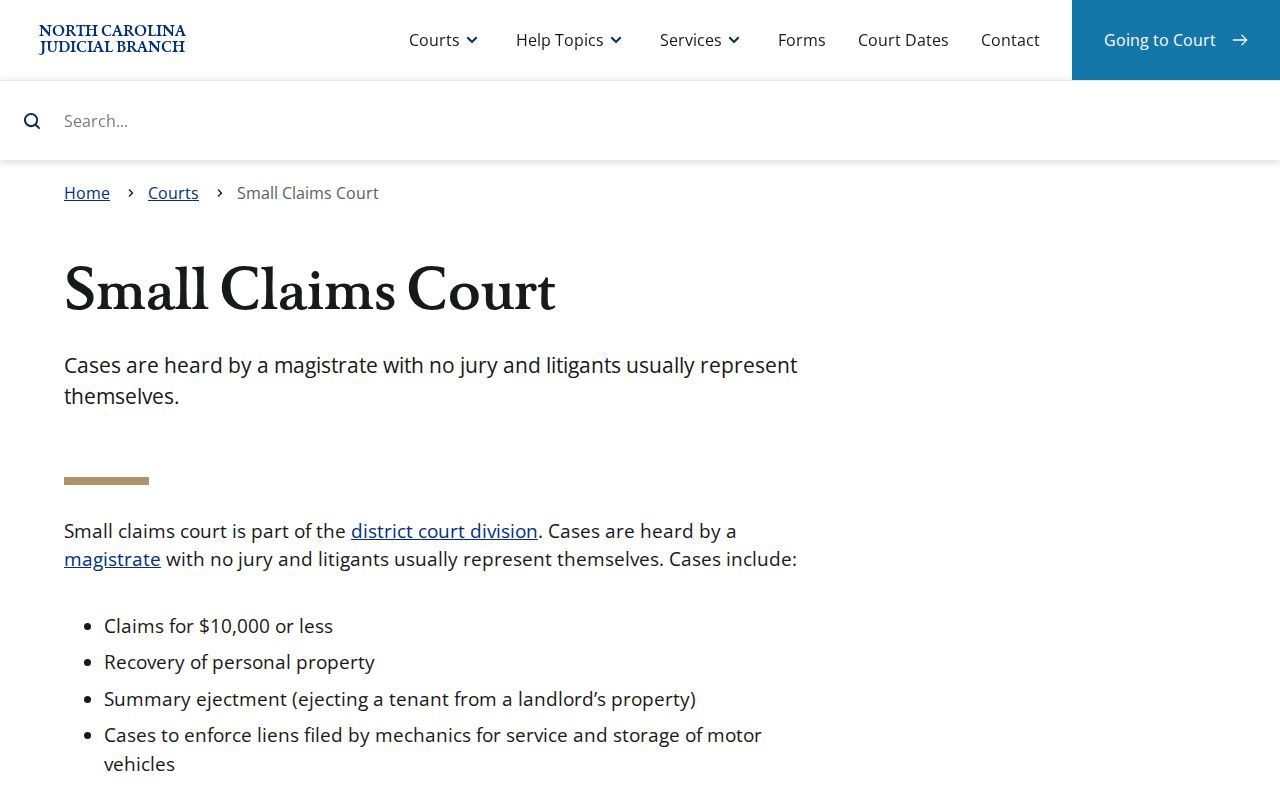 Rowan County civil court docket small claims source