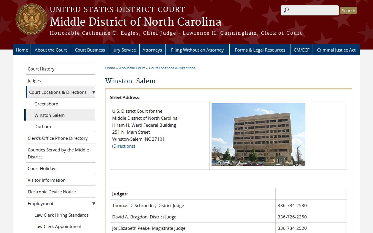 Rowan County court docket federal court location