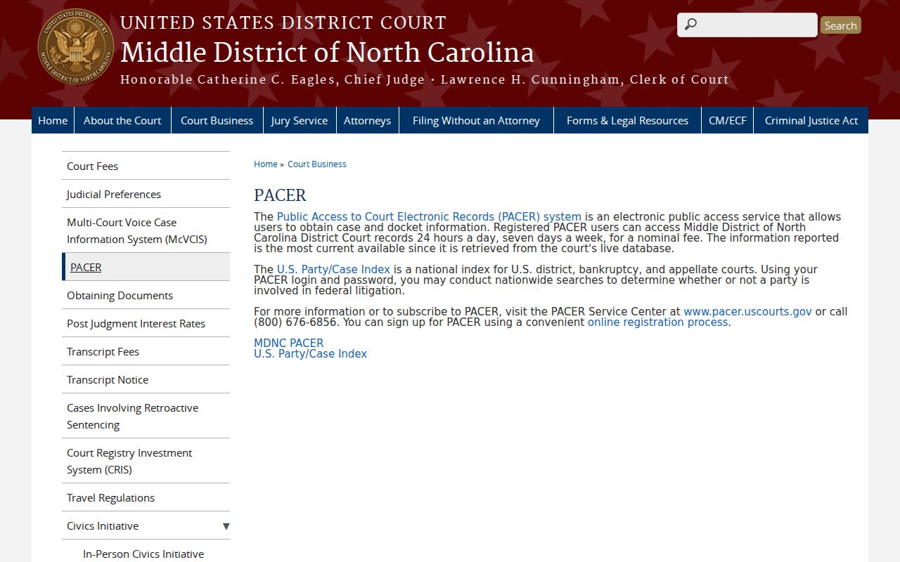 Rowan County court docket federal PACER distinction