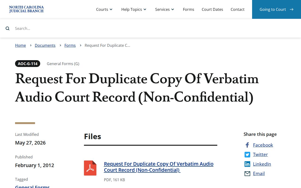 Salisbury court records source for North Carolina court document request