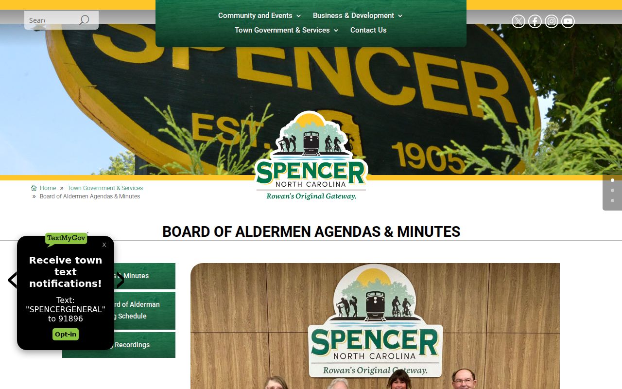 Spencer court records page distinguishing Town Board materials from court docket