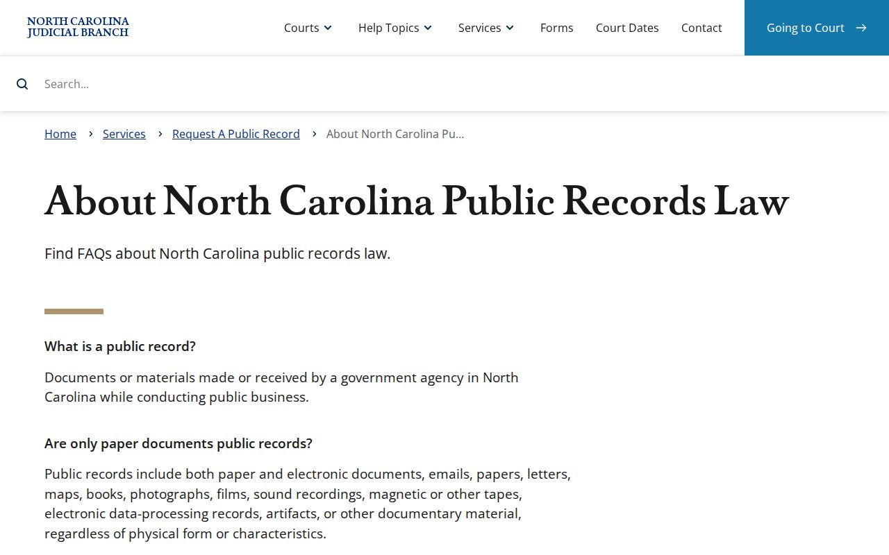 Rowan County traffic court image from North Carolina public records access guidance